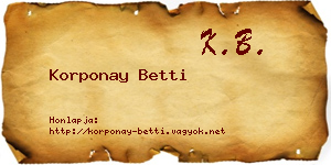 Korponay Betti névjegykártya